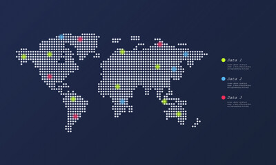 modern dot world map global infographic vector template. Diagram template and chart graph, graphic information visualization illustration