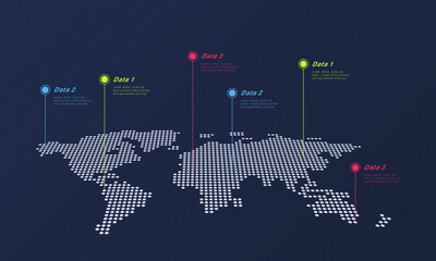 modern dot world map global infographic vector template. Diagram template and chart graph, graphic information visualization illustration