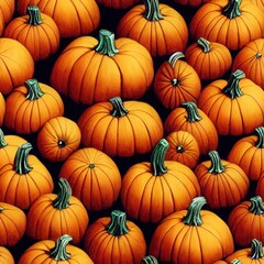 seamless tillable repetitive Halloween Pumpkin pattern wallpaper 3D illustration