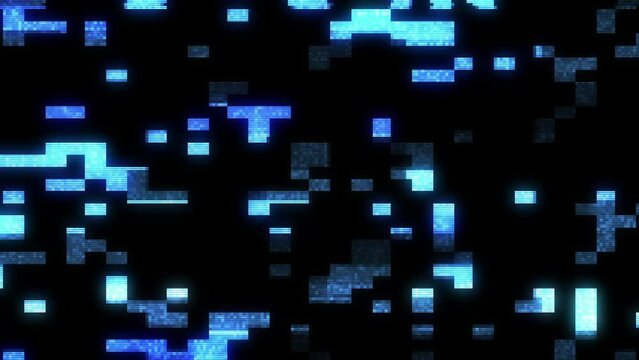 Glitch effect with holomatrix. Digital pixel hologram noise glitch effect on black background. Glitch Error Video Damage.