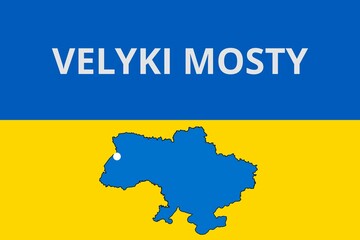 Velyki Mosty: Illustration mit dem Namen der ukrainischen Stadt Velyki Mosty