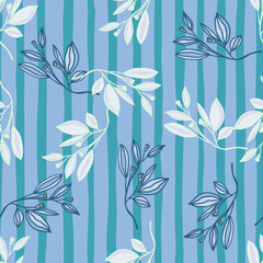 Romantic leaves and flower seamless pattern. Vintage style floral wallpaper. Cute plants endless backdrop