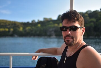 Man on the deck of a cruise ship