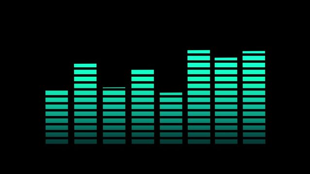 Music equalizer loopable animation of turqoise graph bar. 4K
