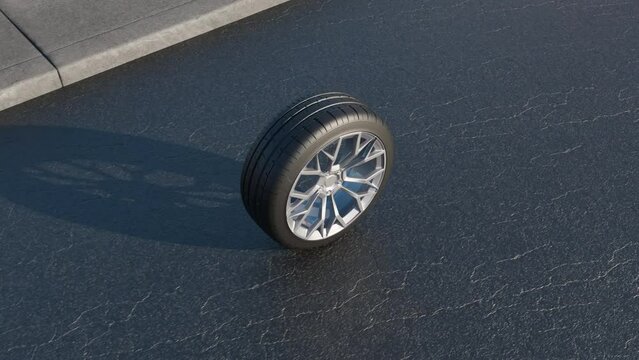 Car Tire For Advertising Purpose

A car tire driving on an asphalt road.

