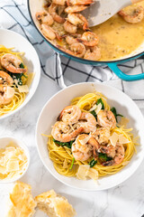 Garlic Shrimp Pasta with Spinach