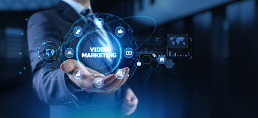 Obraz na płótnie Canvas Video marketing social media advertising advertisement strategy business concept.