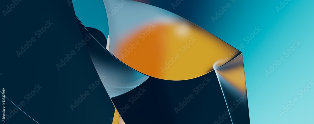 Poster Abstract blue waves background.3d Rendering.