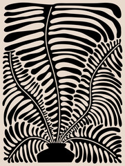 abstract fern plant  art poster,  vector illustration graphic print © VecTerrain