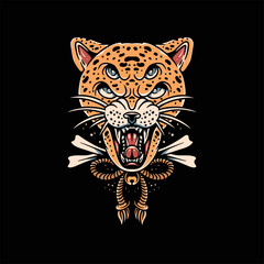 oldschoo leopard tattoo vector design