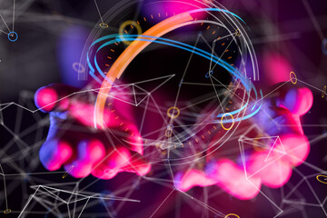 Global network. Blockchain. 3D illustration. Neural networks and artificial intelligence. Abstract