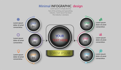 Professional template infographic with 6 steps