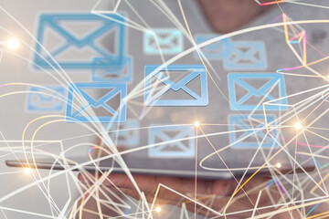 Hand Touching Email With Finger.