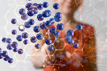 Neural network 3D illustration. Big data and cybersecurity