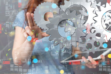 gear Futuristic in Industry 4.0 and business virtual diagram