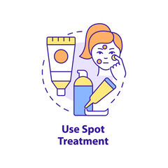 Use spot treatment concept icon. Cure acne. Skincare routine procedure abstract idea thin line illustration. Isolated outline drawing