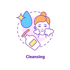 Cleansing concept icon. Cosmetological procedure. Skincare routine abstract idea thin line illustration. Isolated outline drawing