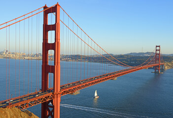 Seascape with Golden Gate Bridge from Marin Headlands. San Francisco, California