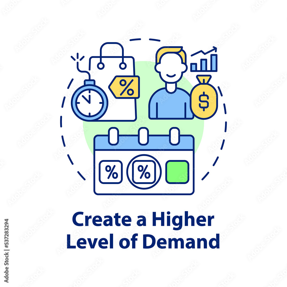 Poster create higher level of demand concept icon. dynamic pricing advantage abstract idea thin line illust