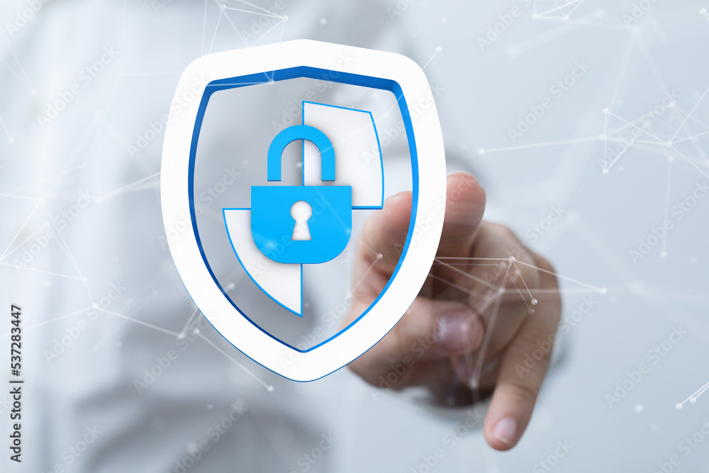 Wall mural security data code digital in hand