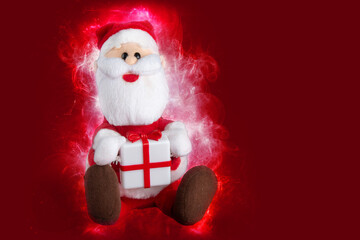 Santa Claus traditional Christmas party symbol with red background