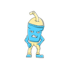 Boba with muscular hands mascot illustration