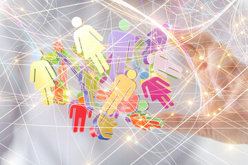 Global network. Blockchain. 3D illustration. Neural networks and artificial intelligence. Abstract