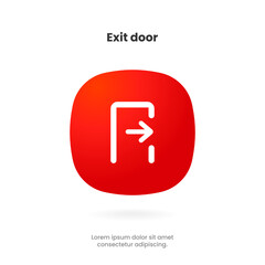 Emergency fire exit door icon. Red exit icon. Arrow symbol. Logout icon, Sign out symbol for website, mobile app, UI UX. Vector illustration. EPS 10.