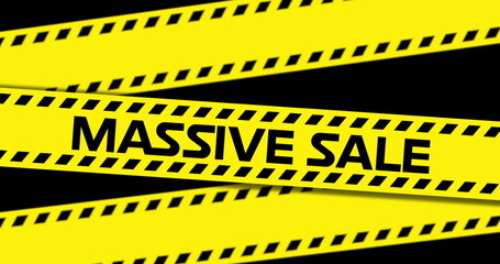 Massive Sale text on yellow industrial ribbon 4k