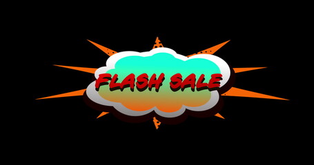 Flash Sale text in cartoon style cloud above explosion 4k © vectorfusionart