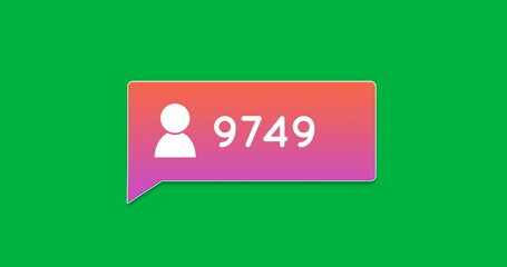 Image of 9749 messages over green background