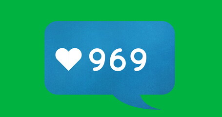 Image of 969 likes on green background