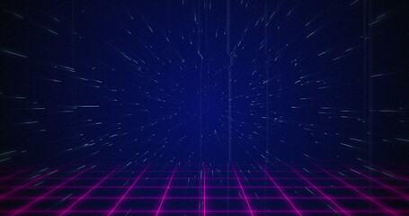 Obraz premium Image of digital navy space with perspective and lines