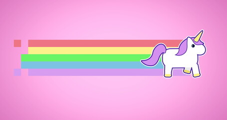 Image of unicorn and rainbow on pink background