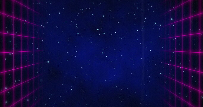 Image of digital navy space with perspective and stars