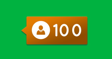 Fototapeta na wymiar Image of 100 users on green background