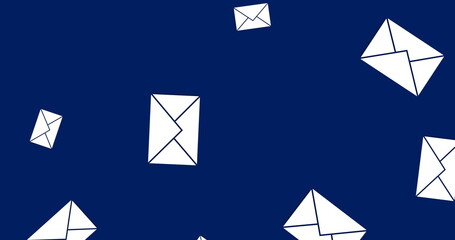 Image of emails scattered over navy background