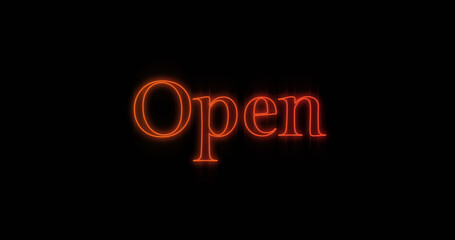 Image of neon open on black background