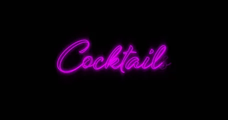Foto op Canvas Image of neon cocktail on black background © vectorfusionart
