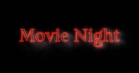 Image of neon movie night on black background