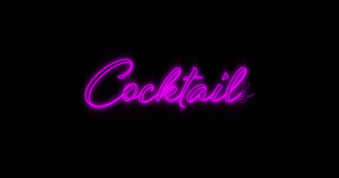 Naklejka Image of neon cocktail on black background
