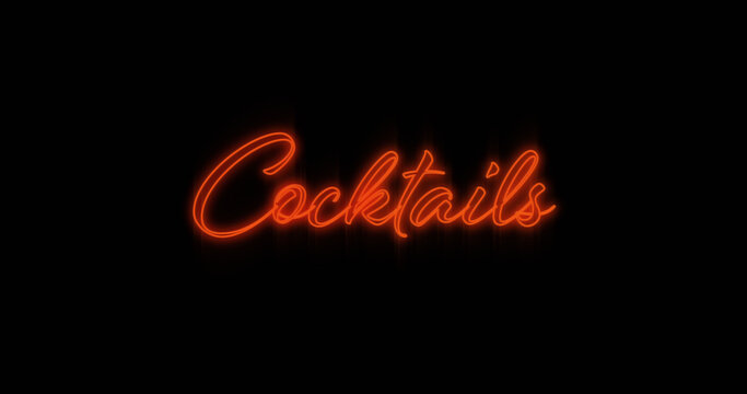 Image of neon cocktail on black background
