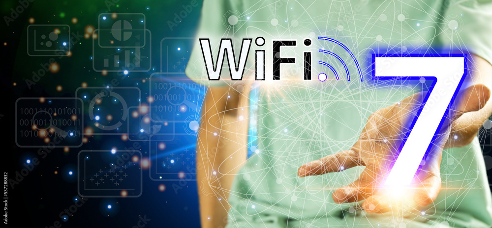 Poster concept technology wifi 7 connect to the internet world with new technology