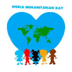 World humanitarian day celebrationwith children illustration