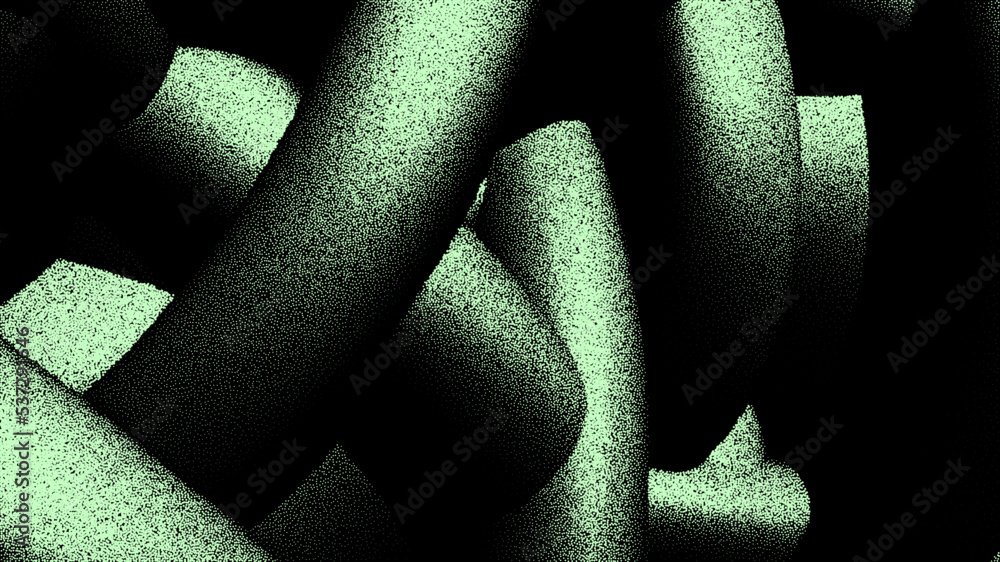 Poster Abstract background with knot of pipes or wires in retro dotwork style for scientific backdrop.