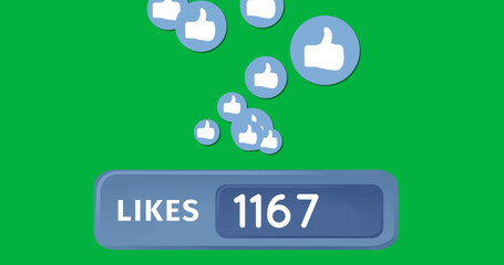 Image of 1167 likes on green background