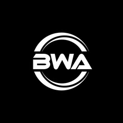 BWA letter logo design with black background in illustrator, vector logo modern alphabet font overlap style. calligraphy designs for logo, Poster, Invitation, etc.