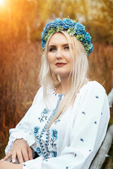 Ukrainian beautiful woman. Golden hour