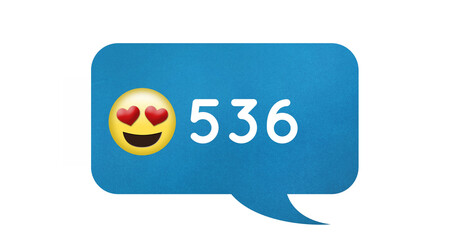 Image of 536 messages and emoticon over white background