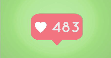 Image of 483 likes over green background